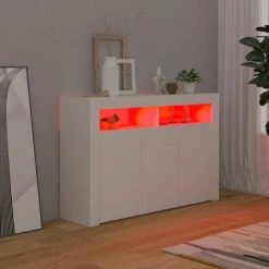 SUPERMARKET Buffet Avec Lumières LED Blanc 115,5x30x75 Cm -Buffet et enfilade Soldes 63677308 5