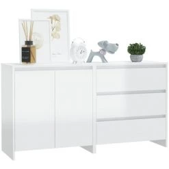 SUPERMARKET Buffets 2 Pcs Blanc Brillant Bois D'ingénierie SUHB-3098061 -Buffet et enfilade Soldes 63677328 3