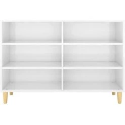 SUPERMARKET Buffet Blanc Brillant 103,5x35x70 Cm Aggloméré SUHB-806037 -Buffet et enfilade Soldes 63677857 4