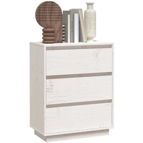 SUPERMARKET Buffet Blanc 60x34x75 Cm Bois Massif De Pin SUHB-813361 4 SUPERMARKET Buffet Blanc 60x34x75 Cm Bois Massif De Pin SUHB-813361 – Image 4