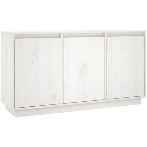 SUPERMARKET Buffet Blanc 111x34x60 Cm Bois Massif De Pin 2 SUPERMARKET Buffet Blanc 111x34x60 Cm Bois Massif De Pin – Image 2