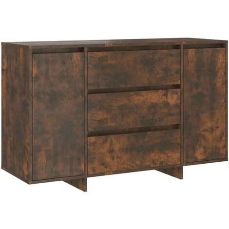 SUPERMARKET Buffet Avec 3 Tiroirs Chêne Fumé 120x41x75 Cm Aggloméré 2 SUPERMARKET Buffet Avec 3 Tiroirs Chêne Fumé 120x41x75 Cm Aggloméré – Image 2