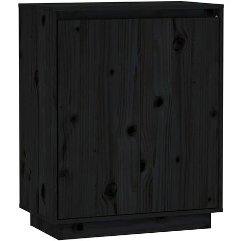 SUPERMARKET Buffet Noir 60x34x75 Cm Bois Massif De Pin SUHB-813349 2 SUPERMARKET Buffet Noir 60x34x75 Cm Bois Massif De Pin SUHB-813349 – Image 2