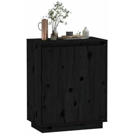 SUPERMARKET Buffet Noir 60x34x75 Cm Bois Massif De Pin SUHB-813349 4 SUPERMARKET Buffet Noir 60x34x75 Cm Bois Massif De Pin SUHB-813349 – Image 4