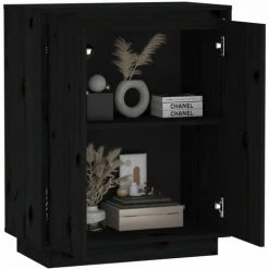 SUPERMARKET Buffet Noir 60x34x75 Cm Bois Massif De Pin SUHB-813349 9 SUPERMARKET Buffet Noir 60x34x75 Cm Bois Massif De Pin SUHB-813349 -Buffet et enfilade Soldes 63678958 5