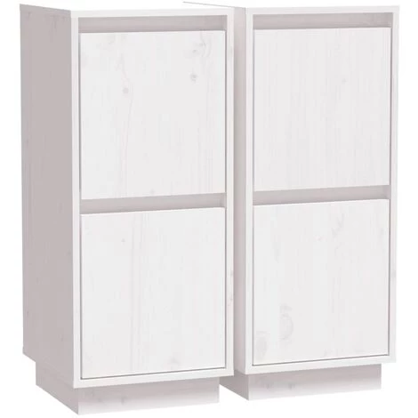 SUPERMARKET Buffets 2 Pcs Blanc 31,5x34x75 Cm Bois Massif De Pin SUHB-813383 2 SUPERMARKET Buffets 2 Pcs Blanc 31,5x34x75 Cm Bois Massif De Pin SUHB-813383 – Image 2
