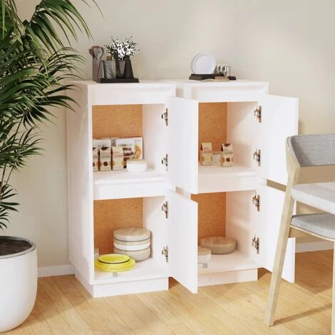 SUPERMARKET Buffets 2 Pcs Blanc 31,5x34x75 Cm Bois Massif De Pin SUHB-813383 3 SUPERMARKET Buffets 2 Pcs Blanc 31,5x34x75 Cm Bois Massif De Pin SUHB-813383 – Image 3