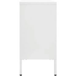 SUPERMARKET Buffet Blanc 105x35x70 Cm Acier Et Verre Trempé -Buffet et enfilade Soldes 63679071 4