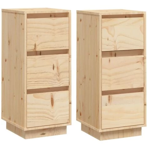 SUPERMARKET Buffets 2 Pcs 32x34x75 Cm Bois Massif De Pin 2 SUPERMARKET Buffets 2 Pcs 32x34x75 Cm Bois Massif De Pin – Image 2