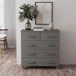 SUPERMARKET Buffet Gris Clair 79x40x80 Cm Bois Massif De Pin