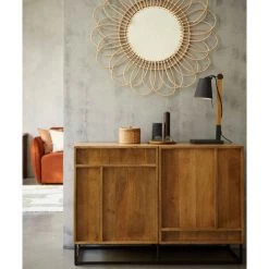 OVIALA Buffet En Manguier Massif 2 Portes - Marron -Buffet et enfilade Soldes 63680944 2