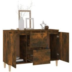 Buffet 103.5x35x70 Cm Aggloméré Chêne Fumé VidaXL -Buffet et enfilade Soldes 63681136 3