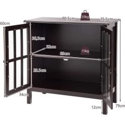 GIANTEX Meuble De Rangement En Bois, Buffet Moderne Sur Pieds Avec 2 Etagères & 2 Portes En Verre, Commode Armoire De Rangement Pour Cuisine, Salle à Manger, Salon, Entrée 80,5 X 35,5 X 79 Cm (Marron) -Buffet et enfilade Soldes 63738097 4