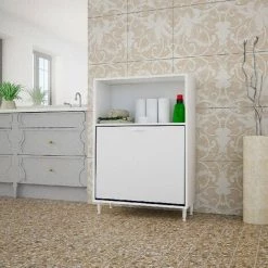 HOME MANIA Armoire Multifonctionnelle Kassel - Avec Porte, Etageres - De La Salle De Sejour, Cuisine, Entree, Buanderie, Garage - Blanc En Panneau D'agglomere 18 Mm, 75 X 31,5 X 100 Cm -Buffet et enfilade Soldes 63856120 4