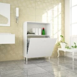 HOME MANIA Armoire Multifonctionnelle Kassel - Avec Porte, Etageres - De La Salle De Sejour, Cuisine, Entree, Buanderie, Garage - Blanc En Panneau D'agglomere 18 Mm, 75 X 31,5 X 100 Cm -Buffet et enfilade Soldes 63856120 5