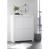HOME MANIA Armoire Multifonctionnelle Firenze - 4 Portes, Etageres - Pour Hall, Chambre, Cuisine, Couloir - Blanc En Panneau De Particules De Melamine, 241 X 42 X 84 Cm