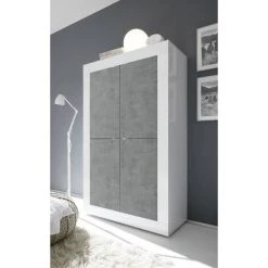 HOME MANIA Armoire Multifonctionnelle Basic - 4 Portes, Etageres - Pour Hall, Chambre, Cuisine, Couloir - Bois En Panneau De Particules De Melamine, 184,1 X 42 X 80,1 Cm