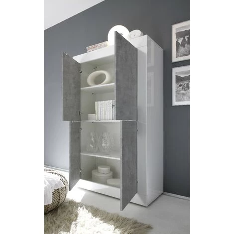 HOME MANIA Armoire Multifonctionnelle Basic - 4 Portes, Etageres - Pour Hall, Chambre, Cuisine, Couloir - Bois En Panneau De Particules De Melamine, 184,1 X 42 X 80,1 Cm 3 HOME MANIA Armoire Multifonctionnelle Basic - 4 Portes, Etageres - Pour Hall, Chambre, Cuisine, Couloir - Bois En Panneau De Particules De Melamine, 184,1 X 42 X 80,1 Cm – Image 3