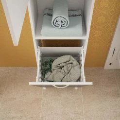 HOME MANIA Armoire Multifonctionnelle Colonia - Avec Porte, Etageres - De La Salle De Sejour, Cuisine, Entree, Buanderie, Garage - Blanc En Panneau D'agglomere 18 Mm, 44,6 X 30 X 165 Cm -Buffet et enfilade Soldes 63856258 5