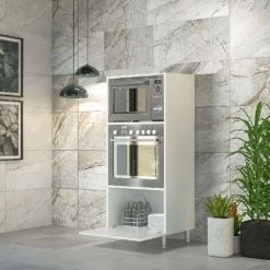 HOME MANIA Armoire Multifonctionnelle Lisbona - Avec Porte, Etageres - De La Salle De Sejour, Cuisine, Entree, Buanderie, Garage - Blanc En Panneau D'agglomere 18 Mm, 59,6 X 56 X 144 Cm -Buffet et enfilade Soldes 63856302 3