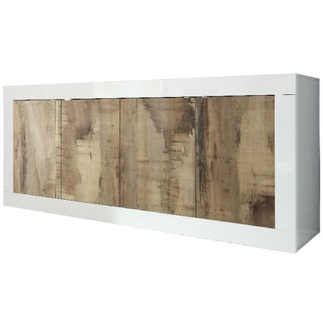 HOME MANIA Armoire Multifonctionnelle Basic - 4 Portes - Pour Le Hall D'entree, La Chambre A Coucher, La Cuisine, L'entree - Blanc En Panneau De Particules De Melamine, 210 X 43 X 66 Cm 2 HOME MANIA Armoire Multifonctionnelle Basic - 4 Portes - Pour Le Hall D'entree, La Chambre A Coucher, La Cuisine, L'entree - Blanc En Panneau De Particules De Melamine, 210 X 43 X 66 Cm – Image 2