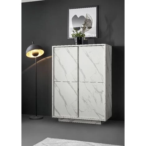 HOMEMANIA Armoire Multifonctionnelle Carrara - 4 Portes - Pour Le Hall D'entree, La Chambre A Coucher, La Cuisine, Le Couloir - Blanc En Panneau De Particules De Melamine, 110,1 X 42 X 186 Cm 1 HOMEMANIA Armoire Multifonctionnelle Carrara - 4 Portes - Pour Le Hall D'entree, La Chambre A Coucher, La Cuisine, Le Couloir - Blanc En Panneau De Particules De Melamine, 110,1 X 42 X 186 Cm