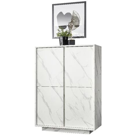 HOMEMANIA Armoire Multifonctionnelle Carrara - 4 Portes - Pour Le Hall D'entree, La Chambre A Coucher, La Cuisine, Le Couloir - Blanc En Panneau De Particules De Melamine, 110,1 X 42 X 186 Cm 2 HOMEMANIA Armoire Multifonctionnelle Carrara - 4 Portes - Pour Le Hall D'entree, La Chambre A Coucher, La Cuisine, Le Couloir - Blanc En Panneau De Particules De Melamine, 110,1 X 42 X 186 Cm – Image 2