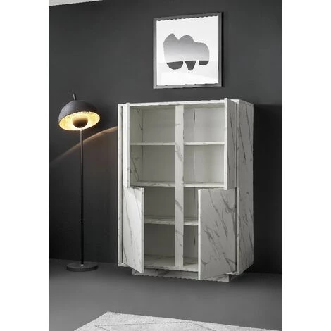 HOMEMANIA Armoire Multifonctionnelle Carrara - 4 Portes - Pour Le Hall D'entree, La Chambre A Coucher, La Cuisine, Le Couloir - Blanc En Panneau De Particules De Melamine, 110,1 X 42 X 186 Cm 4 HOMEMANIA Armoire Multifonctionnelle Carrara - 4 Portes - Pour Le Hall D'entree, La Chambre A Coucher, La Cuisine, Le Couloir - Blanc En Panneau De Particules De Melamine, 110,1 X 42 X 186 Cm – Image 4