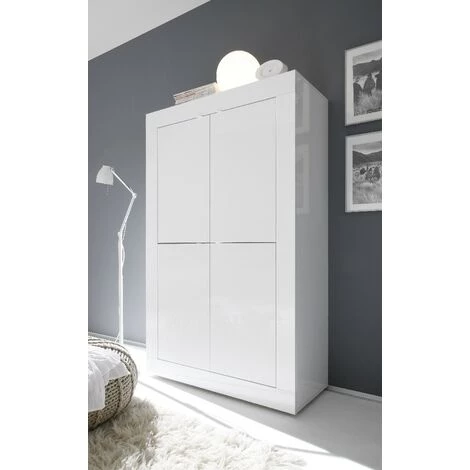 HOMEMANIA Armoire Multifonctionnelle Basic - 4 Portes - Pour Hall, Chambre A Coucher, Cuisine, Entree - Blanc En Panneau De Particules De Melamine, 102 X 43 X 162 Cm 1 HOMEMANIA Armoire Multifonctionnelle Basic - 4 Portes - Pour Hall, Chambre A Coucher, Cuisine, Entree - Blanc En Panneau De Particules De Melamine, 102 X 43 X 162 Cm