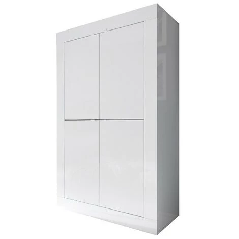 HOMEMANIA Armoire Multifonctionnelle Basic - 4 Portes - Pour Hall, Chambre A Coucher, Cuisine, Entree - Blanc En Panneau De Particules De Melamine, 102 X 43 X 162 Cm 2 HOMEMANIA Armoire Multifonctionnelle Basic - 4 Portes - Pour Hall, Chambre A Coucher, Cuisine, Entree - Blanc En Panneau De Particules De Melamine, 102 X 43 X 162 Cm – Image 2