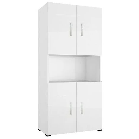 HOMEMANIA Armoire Multifonctionnelle Braga - Avec Porte, Etageres - De La Salle De Sejour, Cuisine, Entree, Buanderie, Garage - Blanc En Panneau D'agglomere 18 Mm, 59 X 32 X 137 Cm 2 HOMEMANIA Armoire Multifonctionnelle Braga - Avec Porte, Etageres - De La Salle De Sejour, Cuisine, Entree, Buanderie, Garage - Blanc En Panneau D'agglomere 18 Mm, 59 X 32 X 137 Cm – Image 2