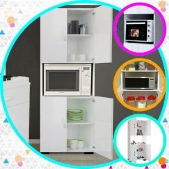 HOMEMANIA Armoire Multifonctionnelle Braga - Avec Porte, Etageres - De La Salle De Sejour, Cuisine, Entree, Buanderie, Garage - Blanc En Panneau D'agglomere 18 Mm, 59 X 32 X 137 Cm 7 HOMEMANIA Armoire Multifonctionnelle Braga - Avec Porte, Etageres - De La Salle De Sejour, Cuisine, Entree, Buanderie, Garage - Blanc En Panneau D'agglomere 18 Mm, 59 X 32 X 137 Cm -Buffet et enfilade Soldes 63858436 3