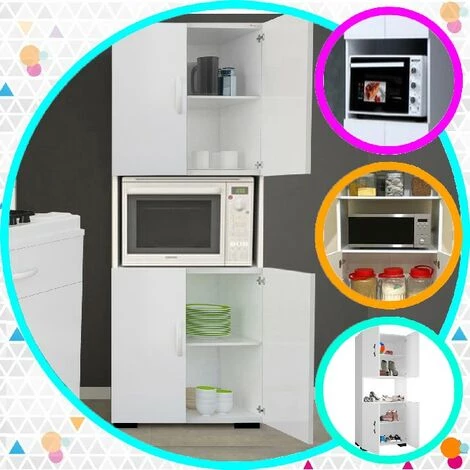 HOMEMANIA Armoire Multifonctionnelle Braga - Avec Porte, Etageres - De La Salle De Sejour, Cuisine, Entree, Buanderie, Garage - Blanc En Panneau D'agglomere 18 Mm, 59 X 32 X 137 Cm 3 HOMEMANIA Armoire Multifonctionnelle Braga - Avec Porte, Etageres - De La Salle De Sejour, Cuisine, Entree, Buanderie, Garage - Blanc En Panneau D'agglomere 18 Mm, 59 X 32 X 137 Cm – Image 3