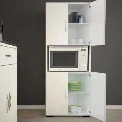 HOMEMANIA Armoire Multifonctionnelle Braga - Avec Porte, Etageres - De La Salle De Sejour, Cuisine, Entree, Buanderie, Garage - Blanc En Panneau D'agglomere 18 Mm, 59 X 32 X 137 Cm 8 HOMEMANIA Armoire Multifonctionnelle Braga - Avec Porte, Etageres - De La Salle De Sejour, Cuisine, Entree, Buanderie, Garage - Blanc En Panneau D'agglomere 18 Mm, 59 X 32 X 137 Cm -Buffet et enfilade Soldes 63858436 4