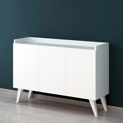 HOMEMANIA Armoire Multifonctionnelle Ariane - Salon, Cuisine, Couloir, Chambre A Coucher - Blanc En Panneau De Particules Melaminees, MFC, 120 X 37 X 82 Cm 3 HOMEMANIA Armoire Multifonctionnelle Ariane - Salon, Cuisine, Couloir, Chambre A Coucher - Blanc En Panneau De Particules Melaminees, MFC, 120 X 37 X 82 Cm – Image 3