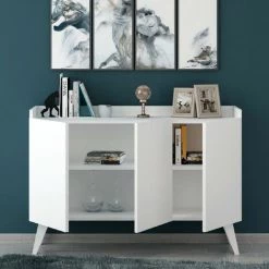 HOMEMANIA Armoire Multifonctionnelle Ariane - Salon, Cuisine, Couloir, Chambre A Coucher - Blanc En Panneau De Particules Melaminees, MFC, 120 X 37 X 82 Cm 8 HOMEMANIA Armoire Multifonctionnelle Ariane - Salon, Cuisine, Couloir, Chambre A Coucher - Blanc En Panneau De Particules Melaminees, MFC, 120 X 37 X 82 Cm -Buffet et enfilade Soldes 63858446 4