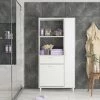 HOME MANIA Armoire Multifonctionnelle Loures - Avec Porte, Etageres - De La Salle De Sejour, Cuisine, Entree, Buanderie, Garage - Blanc En Panneau D'agglomere 18 Mm, 90 X 31,5 X 182,8 Cm