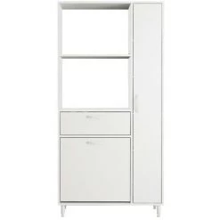 HOME MANIA Armoire Multifonctionnelle Loures - Avec Porte, Etageres - De La Salle De Sejour, Cuisine, Entree, Buanderie, Garage - Blanc En Panneau D'agglomere 18 Mm, 90 X 31,5 X 182,8 Cm 6 HOME MANIA Armoire Multifonctionnelle Loures - Avec Porte, Etageres - De La Salle De Sejour, Cuisine, Entree, Buanderie, Garage - Blanc En Panneau D'agglomere 18 Mm, 90 X 31,5 X 182,8 Cm -Buffet et enfilade Soldes 63858456 2