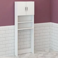 HOMEMANIA Armoire Multifonctionnelle Lange - Pour Salon, Cuisine, Hall, Chambre - Blanc En Panneau D'agglomere Melamine, MFC, Poignee : Chrome, 64 X 20 X 180 Cm -Buffet et enfilade Soldes 63858567 4