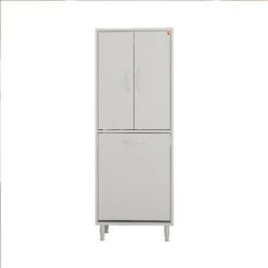 HOME MANIA Armoire Multifonctionnelle Porto - Avec Porte, Etageres - De La Salle De Sejour, Cuisine, Entree, Buanderie, Garage - Blanc En Panneau D'agglomere 18 Mm, 50 X 31,5 X 140 Cm -Buffet et enfilade Soldes 63858596 2