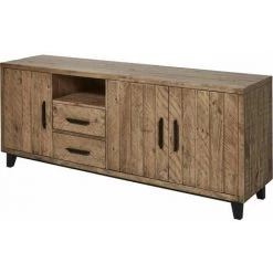 ALTOBUY MAURICE - Buffet 3 Portes 2 Tiroirs Prof. 50cm En Pin Recyclé - Marron Foncé -Buffet et enfilade Soldes 63935770 3