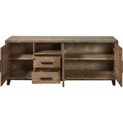 ALTOBUY MAURICE - Buffet 3 Portes 2 Tiroirs Prof. 50cm En Pin Recyclé - Marron Foncé -Buffet et enfilade Soldes 63935770 4