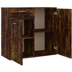 Buffet Aggloméré Chêne Fumé 80x36x75 Cm VidaXL -Buffet et enfilade Soldes 63954104 5