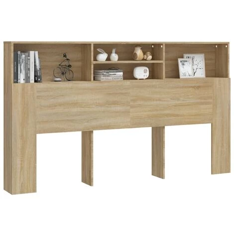 VidaXL Armoire De Tête De Lit Chêne Sonoma 180x19x103,5 Cm - Brun 5 VidaXL Armoire De Tête De Lit Chêne Sonoma 180x19x103,5 Cm - Brun – Image 5