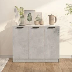 Buffet 90.5x30x70 Cm Bois D'Ingénierie Gris Béton VidaXL