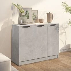 Buffet 90.5x30x70 Cm Bois D'Ingénierie Gris Béton VidaXL 7 Buffet 90.5x30x70 Cm Bois D'Ingénierie Gris Béton VidaXL -Buffet et enfilade Soldes 63965256 3