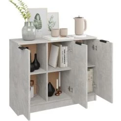 Buffet 90.5x30x70 Cm Bois D'Ingénierie Gris Béton VidaXL 8 Buffet 90.5x30x70 Cm Bois D'Ingénierie Gris Béton VidaXL -Buffet et enfilade Soldes 63965256 4
