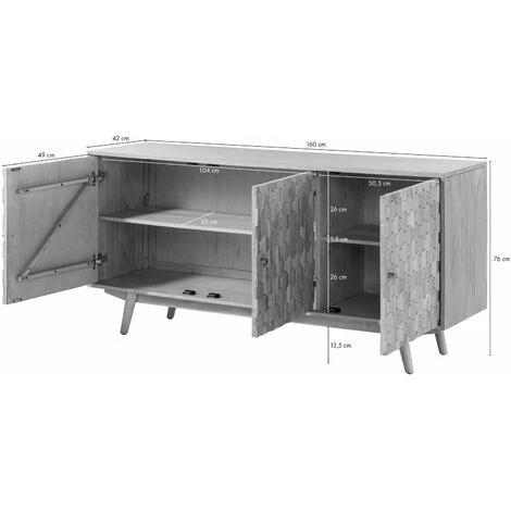 MASSIVMOEBEL24.DE MOSAYK Sideboard #210 160x42x75 Akazie Weiß Lackiert - Blanc 4 MASSIVMOEBEL24.DE MOSAYK Sideboard #210 160x42x75 Akazie Weiß Lackiert - Blanc – Image 4