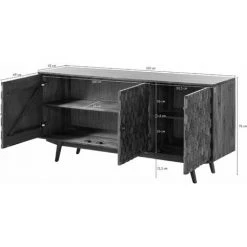 MASSIVMOEBEL24.DE MOSAYK Sideboard #110 160x42x75 Akazie Natur Lackiert -Buffet et enfilade Soldes 64044293 4