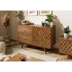MASSIVMOEBEL24.DE MOSAYK Sideboard #112 115x42x75 Akazie Natur Lackiert